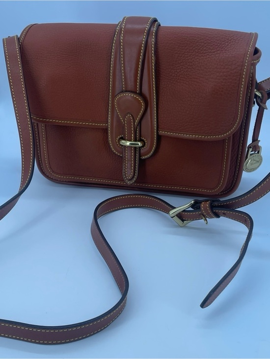 Dooney & Bourke Handbags - Vtg Dooney & Bourke Tan Leather Crossbody Pocket  Equestrian Bag Model R125